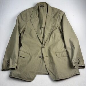 LL Bean Mens 42 Reg Cotton Blazer Jacket Khaki Green 2-Button Sport Coat OKU59